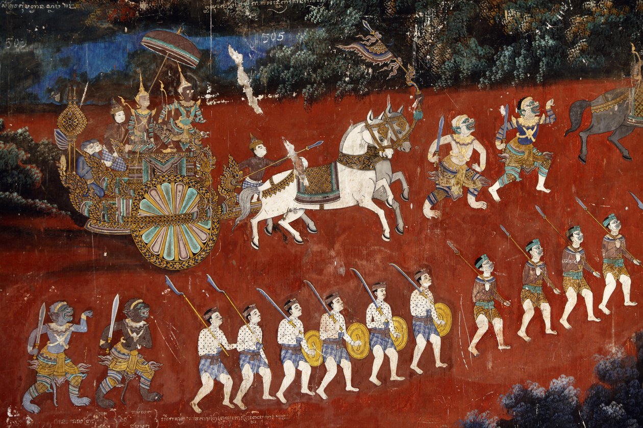 O totonu o le pagoda Silver pagoda o loʻo ufiufi i ata o loʻo faʻaalia ai tala mai le Reamker, o lona uiga o le Khmer version o le tala masani a Initia, le Ramayana. O nisi vaega o ata o ata ua leaga ma leaga le tau. Sa teuteuina ata av Unbekannt