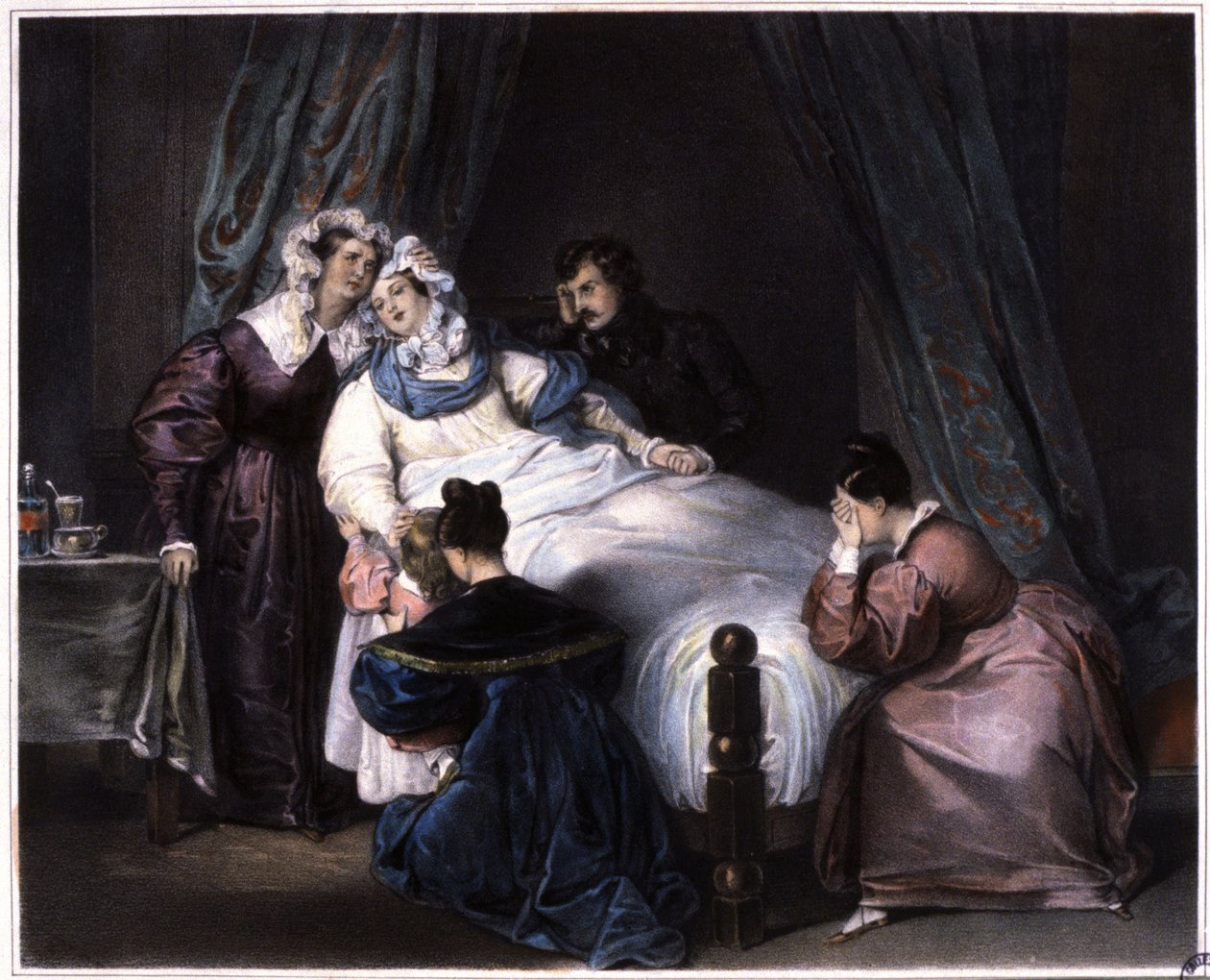 Den irreparabla förlusten, även död i barnsäng, ca 1840 (litografi) av Unbekannter Künstler