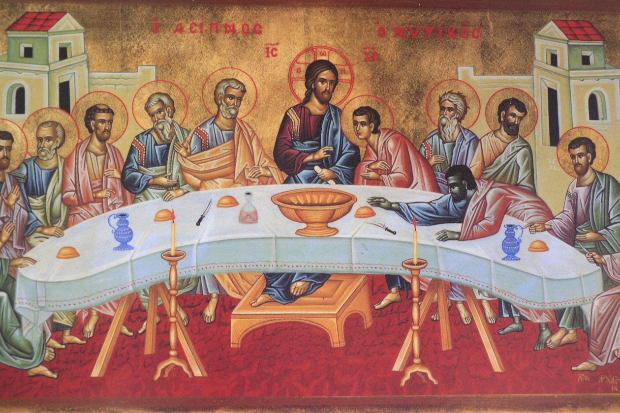 Sista måltiden. Saint-Antoine-le-Grand ortodoxa kyrka Saint-Laurent-en-Royans Frankrike av Unbekannt