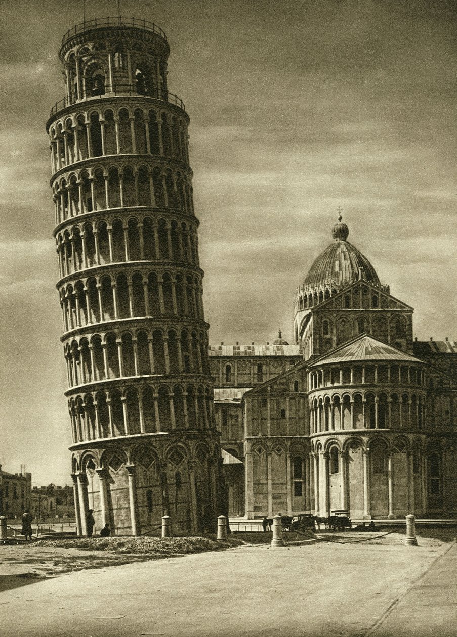 Det lutande tornet och absiden av kupolen (duomo) i Pisa 1925 av Unbekannt