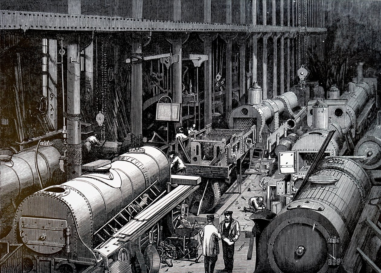Tillverkningsgolvet för Robert Stephenson and Company. av Unbekannt