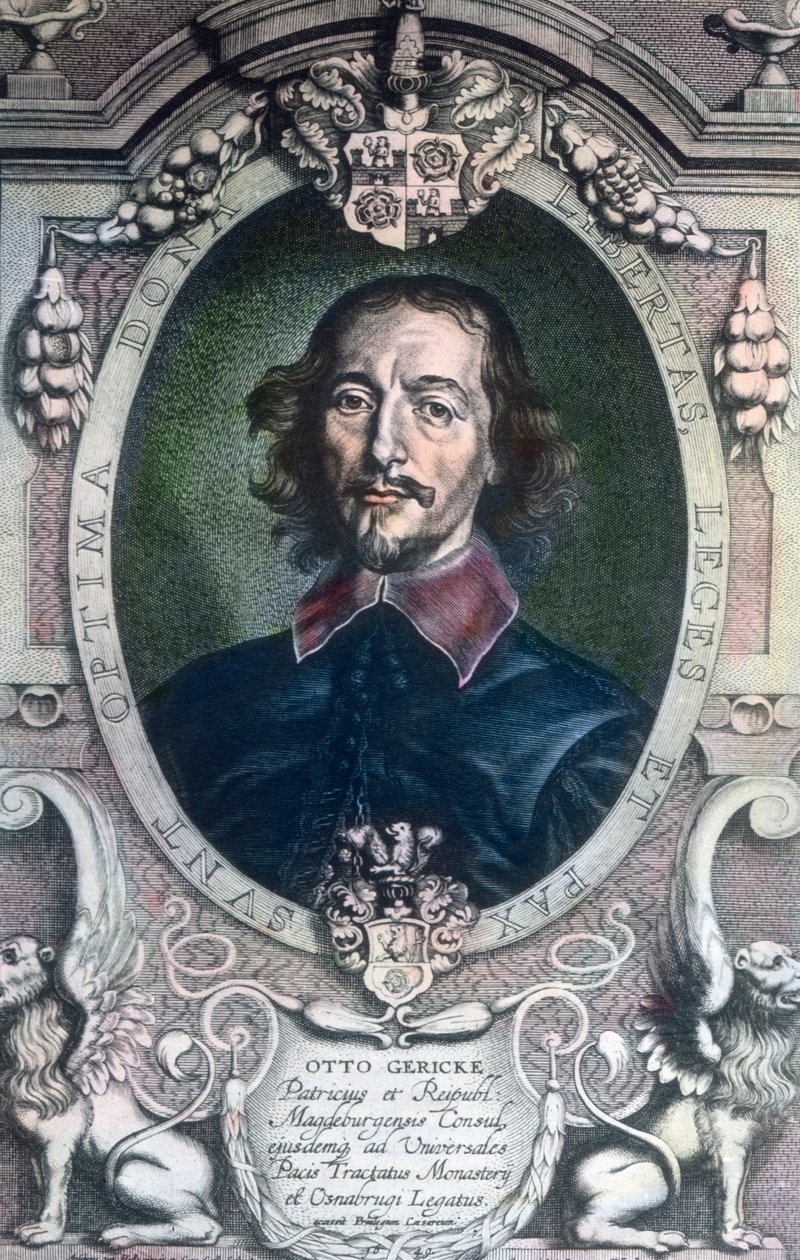 Borgmästaren i staden Magdeburg, Otto von Guericke, även känd som politiker, jurist, fysiker och uppfinnare av Unbekannter Künstler
