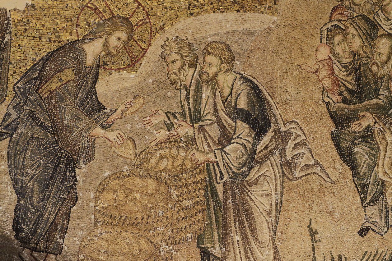 Förökningen av bröd, Mosaik, Chora kyrkomuseum., Istanbul, Turkiet av Unbekannt