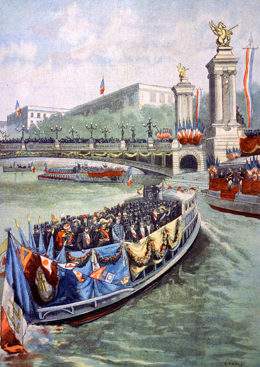 Den officiella flottiljen vid invigningen av Parisutställningen av Unbekannter Künstler