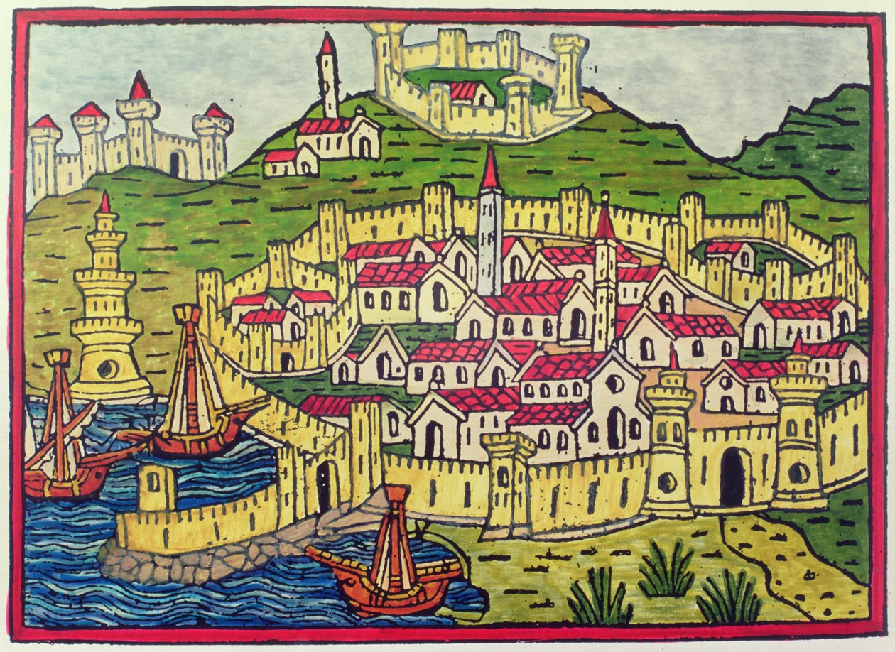 Hamnen och staden Neapel 1482, från 