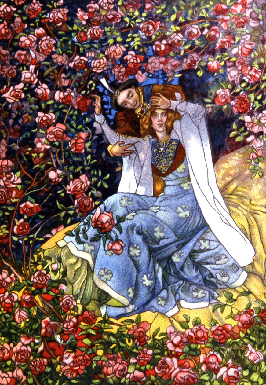 Törnrosa och prinsen, ca 1911 (illustration) av Unbekannter Künstler
