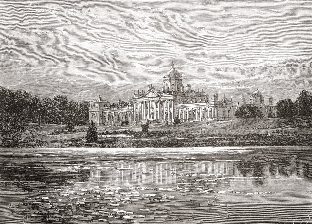 Sydfronten av Castle Howard, North Yorkshire, England i slutet av 1800-talet, från Our Own Country publicerad 1898 av Unbekannt