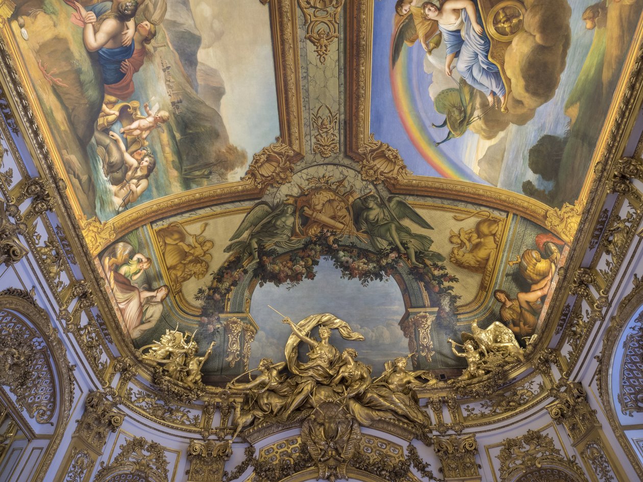 Trofeen av Diane Chasseresse, en grupp skulpterad från dörren till Galerie doree, av Francois Antoine Vasse (1681-1736), cirka 1715. Banque de France. Hotel de Toulouse, före detta hotel de la Villiere, Paris - Hotel de Toulouse, bankens huvudkontor av Unbekannt