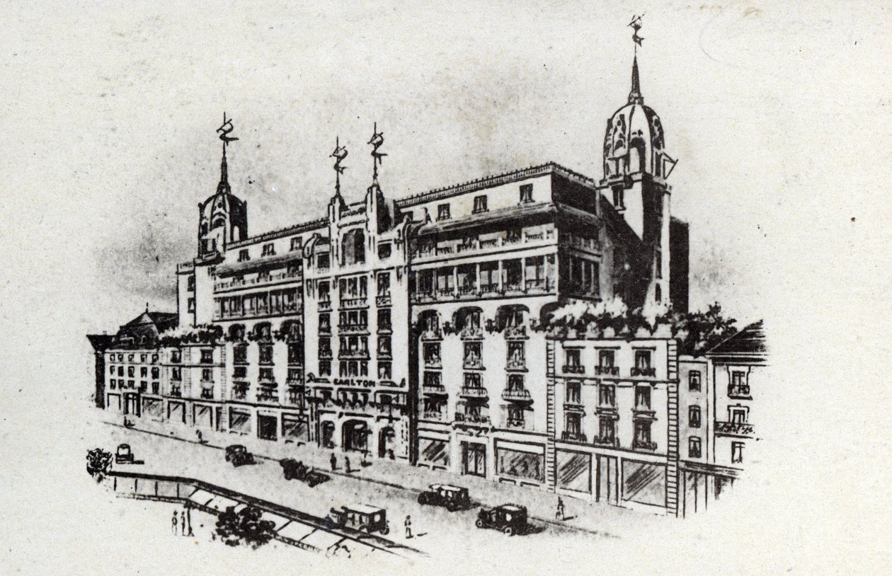 Termisk turism: vy över Carlton-hotellet i Vichy, Frankrike ca 1905 (vykort) av Unbekannter Künstler