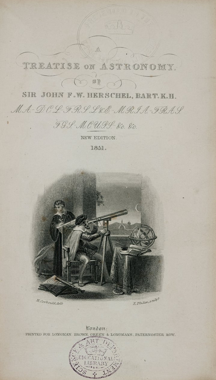 Titelsidan till Herschels "A treatise on astronomy" av Unbekannt