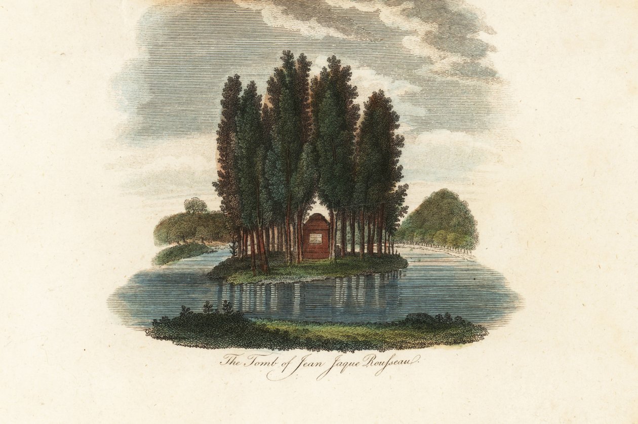 Jean-Jacques Rousseaus grav, fransk författare, 1803 (gravyr) av Unbekannter Künstler