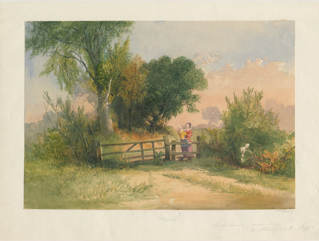 Trentham - Park Lane: akvarellmålning, nd [? 1800-talet] av Unbekannt