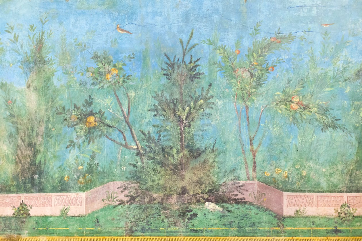 Triclinium of the house of Livia, fresk, 20 - 10 f.Kr., Roms nationalmuseum (museo nazionale romano), Rom, Italien av Unbekannter Künstler