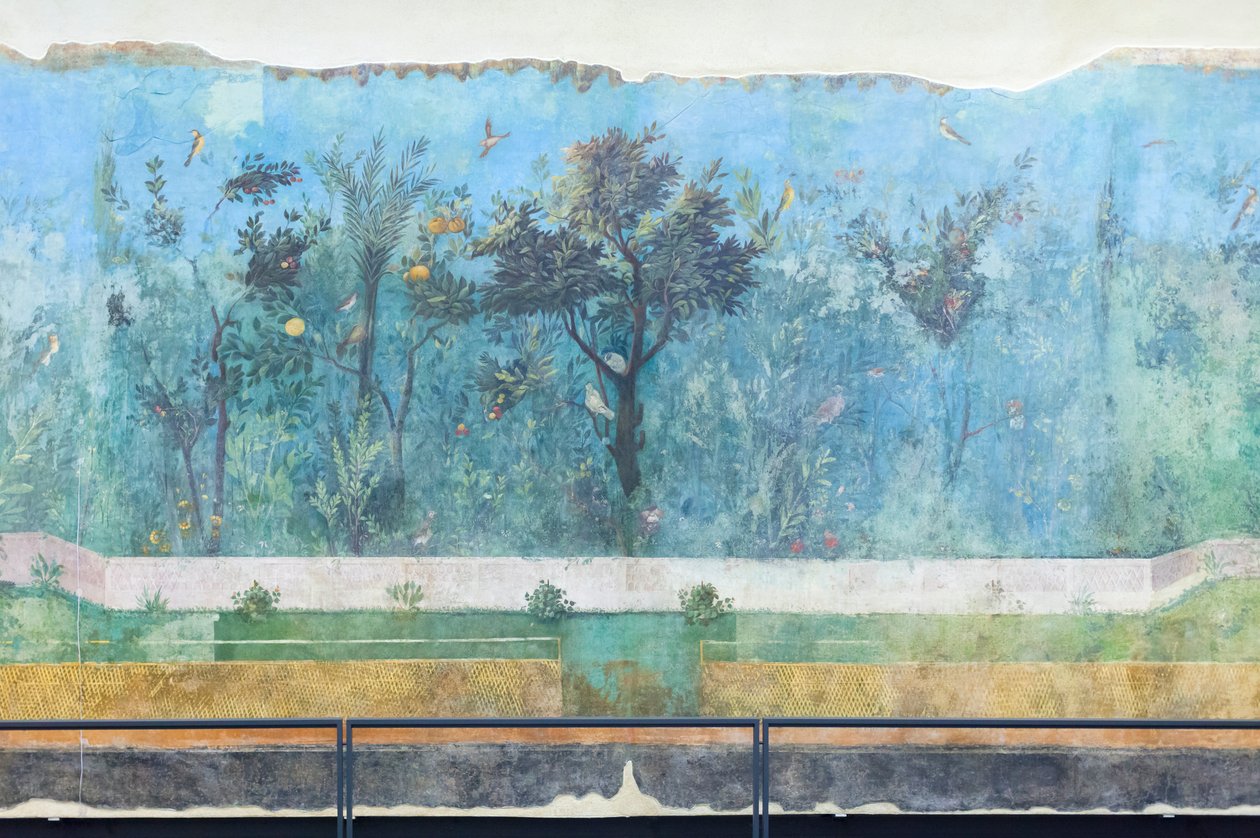 Triclinium of the house of Livia, fresk, 20 - 10 f.Kr., Roms nationalmuseum (museo nazionale romano), Rom, Italien av Unbekannter Künstler