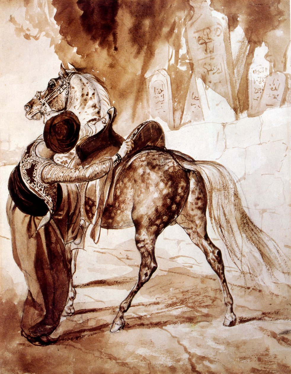 Turk på en häst. 1835 av Karl Pavlovich Bryullov (1799 1852), rysk målare. Han anses vara en nyckelfigur i övergången från den ryska neoklassicismen till romantiken. av Unbekannter Künstler