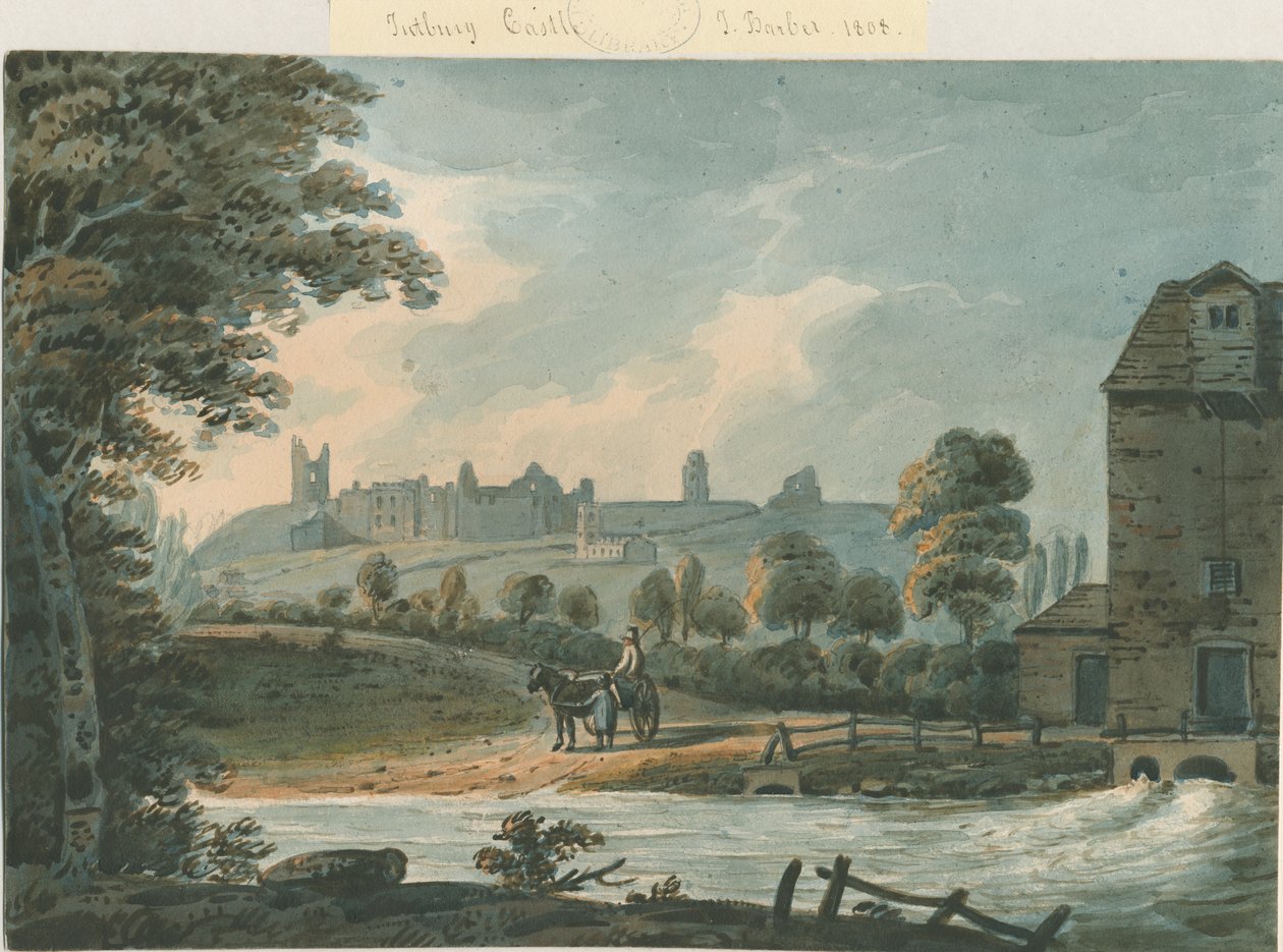 Tutbury Castle - South East View: akvarellmålning, 1808 av Unbekannt