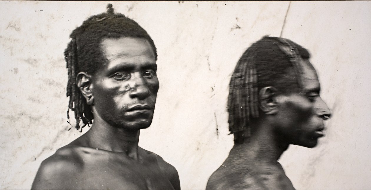 Två män, Papua Nya Guinea (silvertryck av gelatin) av Unbekannt