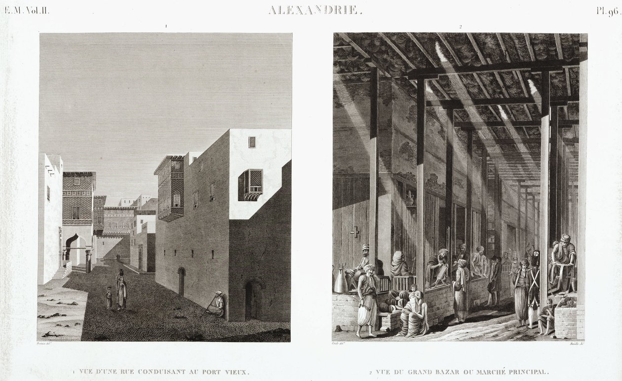 Två vyer av Alexandria, Egypten, ca 1798 av Unbekannt