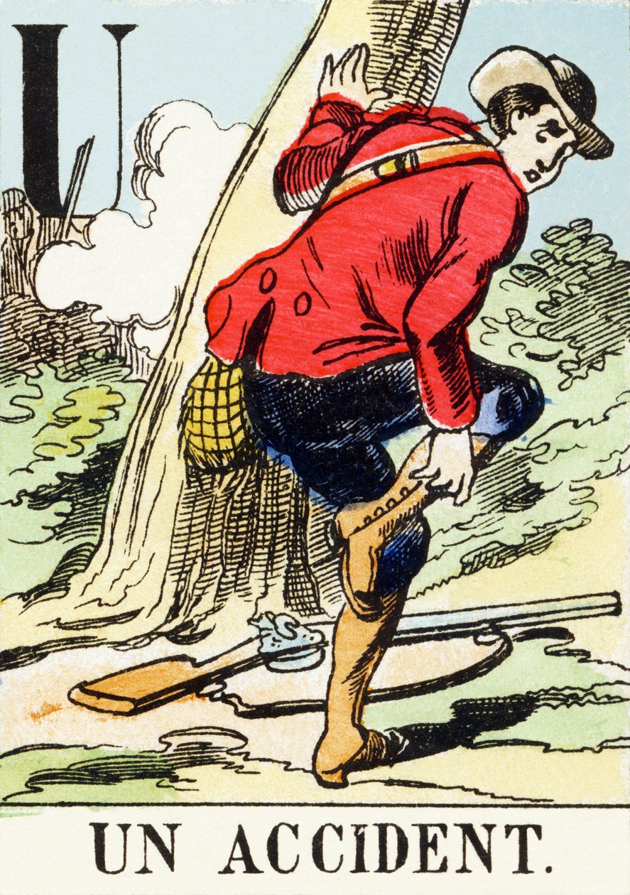 U : Un accident - The Hunting Alphabet, c.1890 (gravyr) av Unbekannt