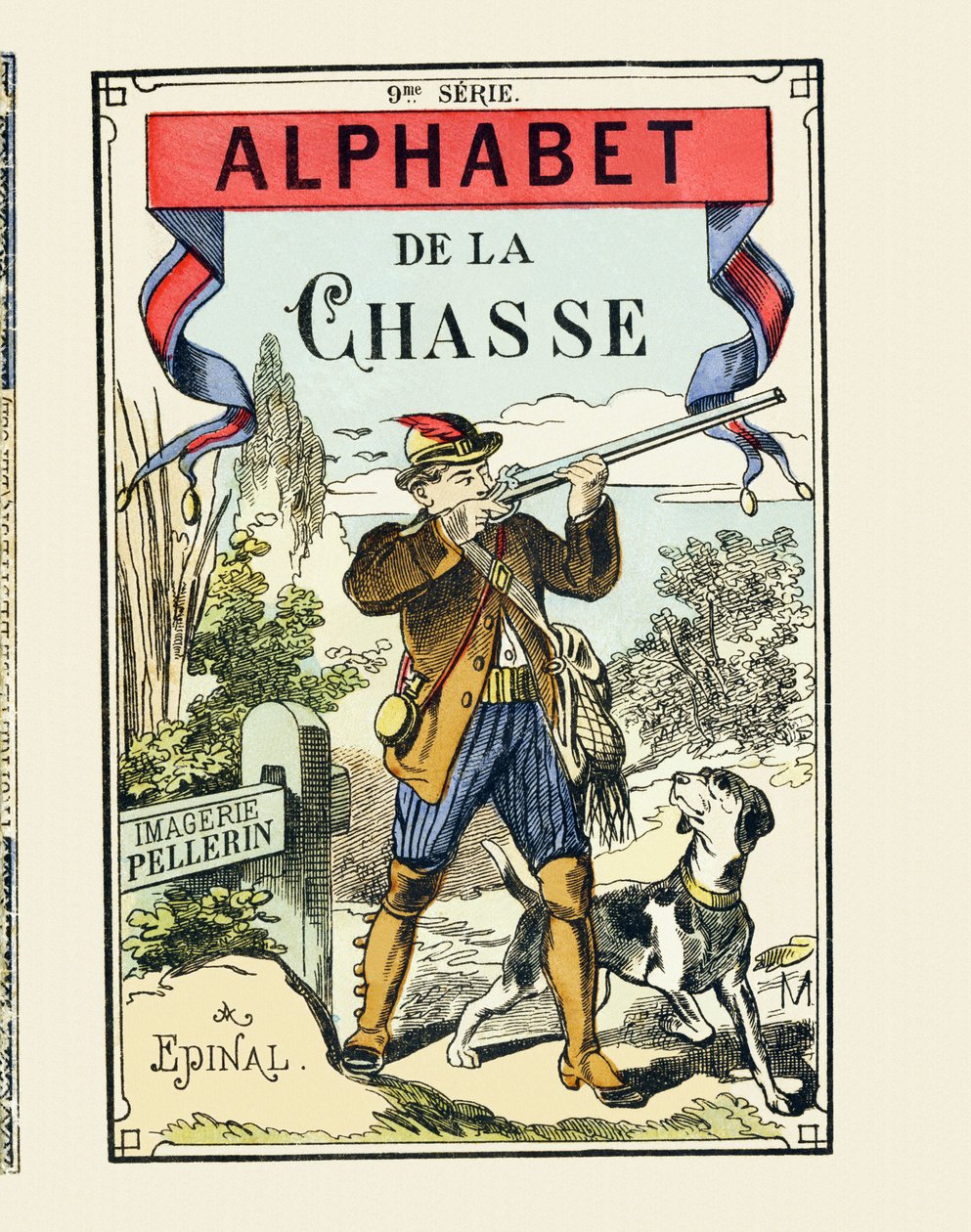 En jägare och hans hund - Omslag till Jaktalfabetet - Bild Pellerin, Epinal, s. d. - 16 sidor - 9:e serien, ca 1890 (tryck) av Unbekannt