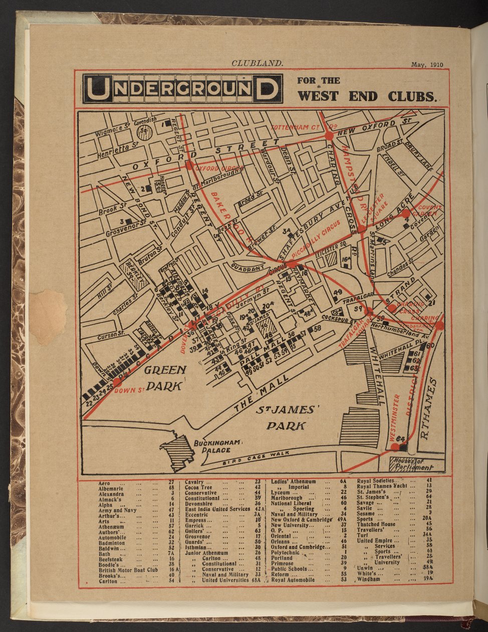 Underground för West End-klubbarna, maj 1910 av Unbekannter Künstler