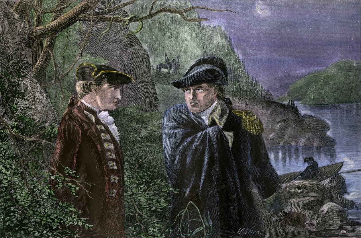 Amerikas förenta staters självständighetskrig (1775-1783): Benedict Arnold (1741-1801) förrådde sitt hemland genom att lova att överlämna West Point till England i juli 1780. Arnold erbjöd sig att återlämna fortet till britterna mot 20 000 pund och brigadö av Unbekannter Künstler