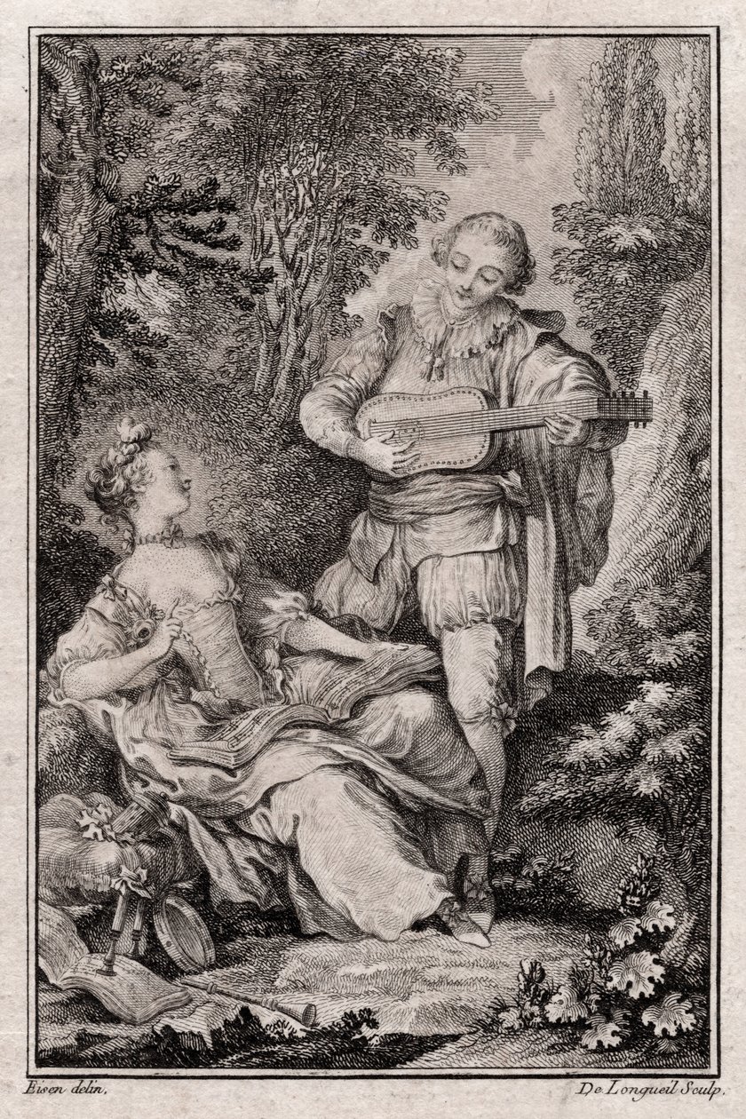 Untitled Genre Scene, Paris 1766 (gravering) av Unbekannter Künstler