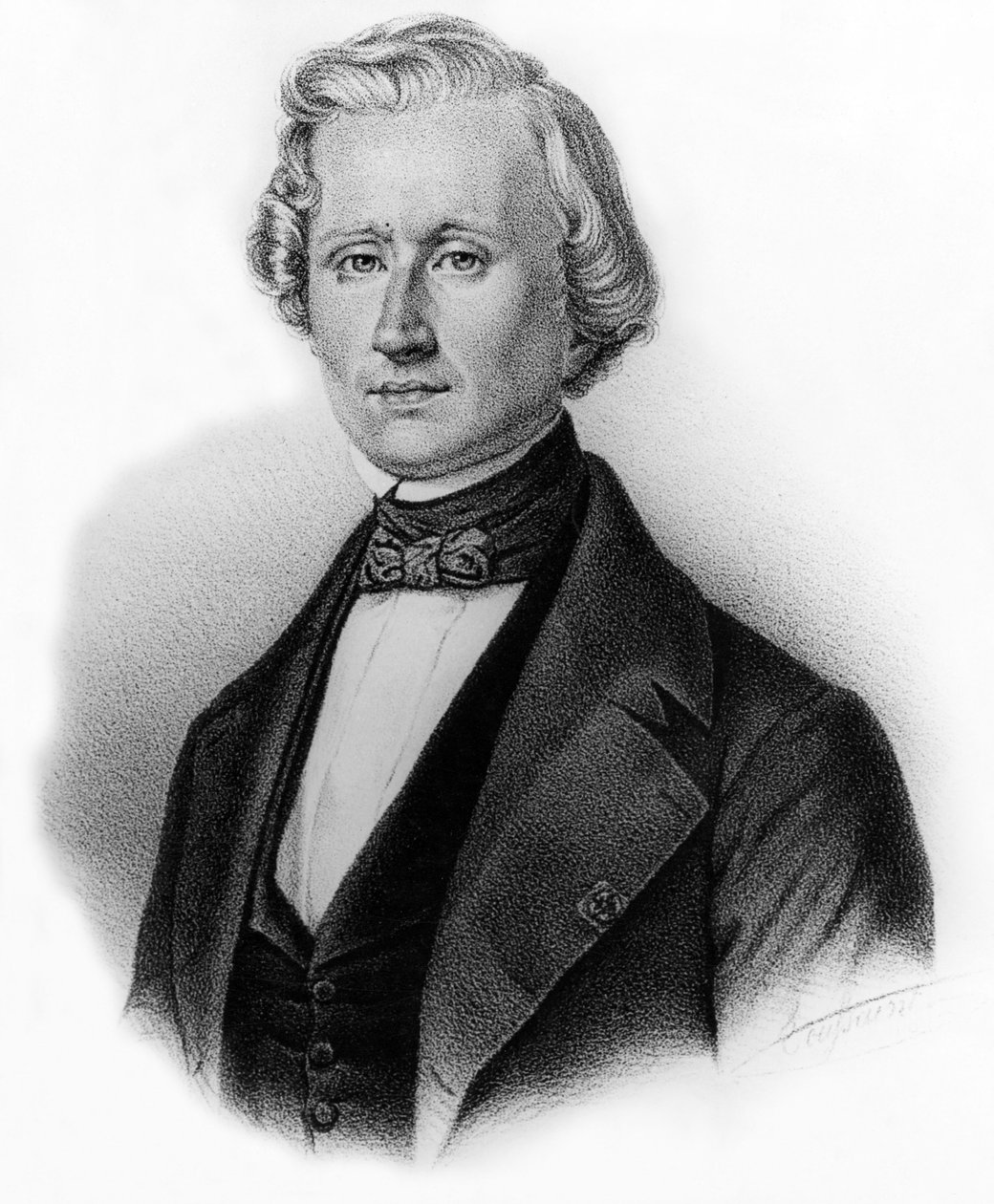 Urbain Jean Joseph Le Verrier (1811-1853) fransk astronom och chef för observatoriet i Paris, gravyr av Auguste Roy av Unbekannter Künstler