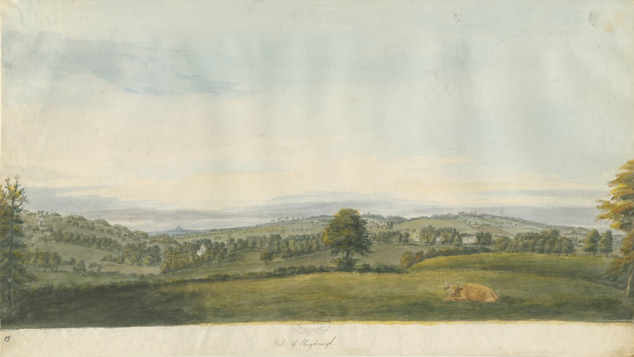 Vale of Shugborough: akvarellmålning, nd [sent 1700-tal] av Unbekannt