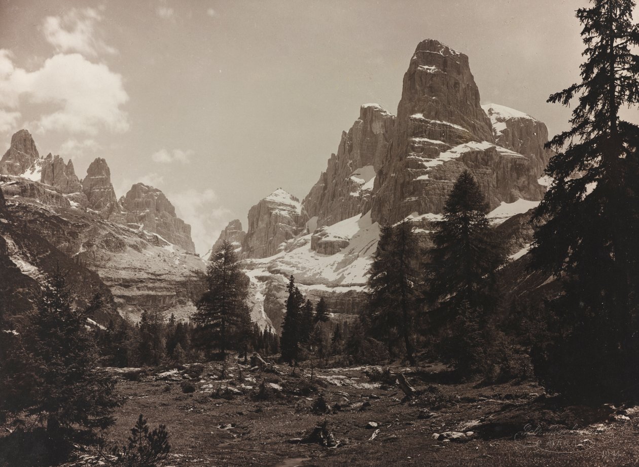 Vy över den alpina tundran Brenta Alta, i Brentagruppen av Unbekannter Künstler