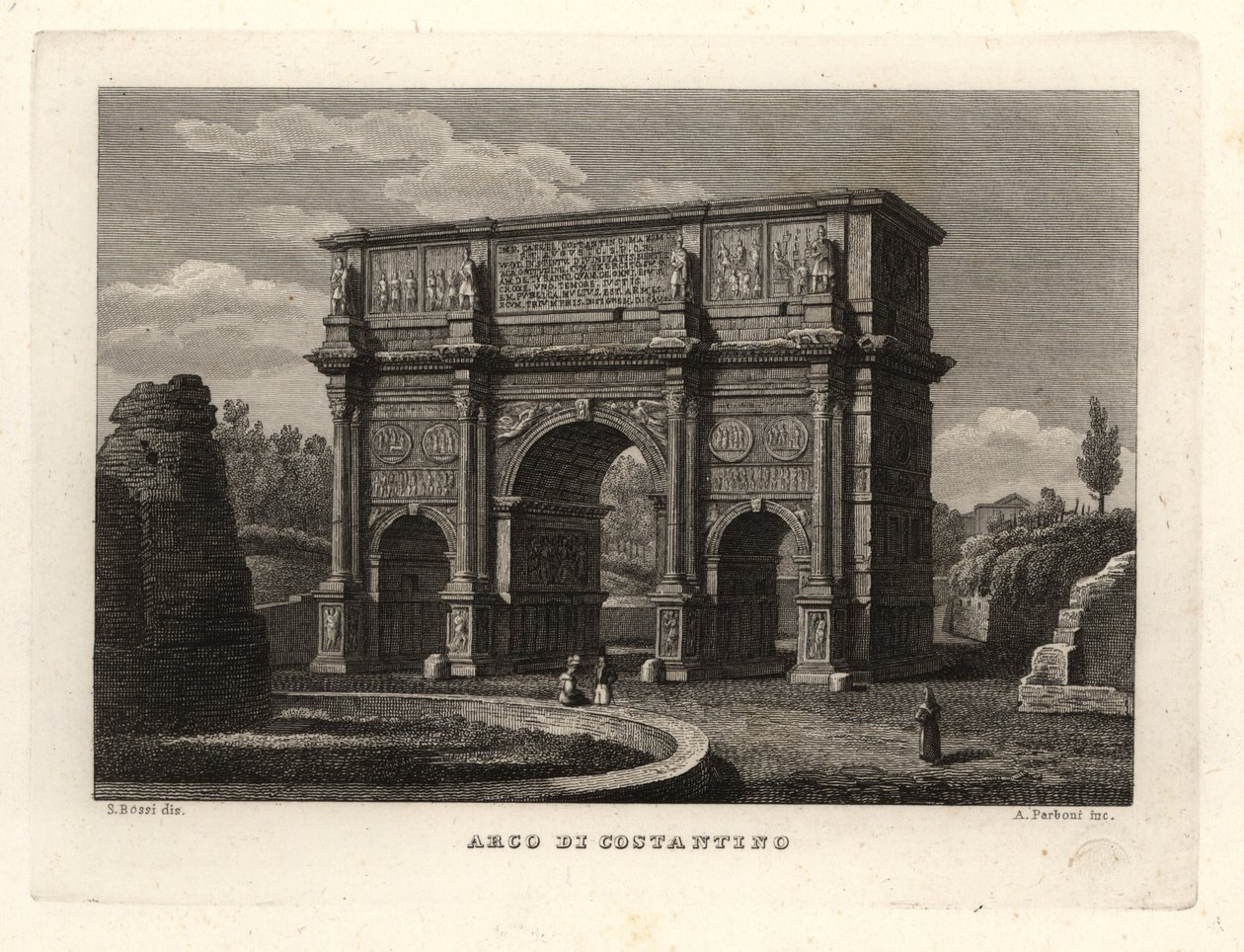 Utsikt över Konstantins båge, Arco di Costantino, Rom av Unbekannt