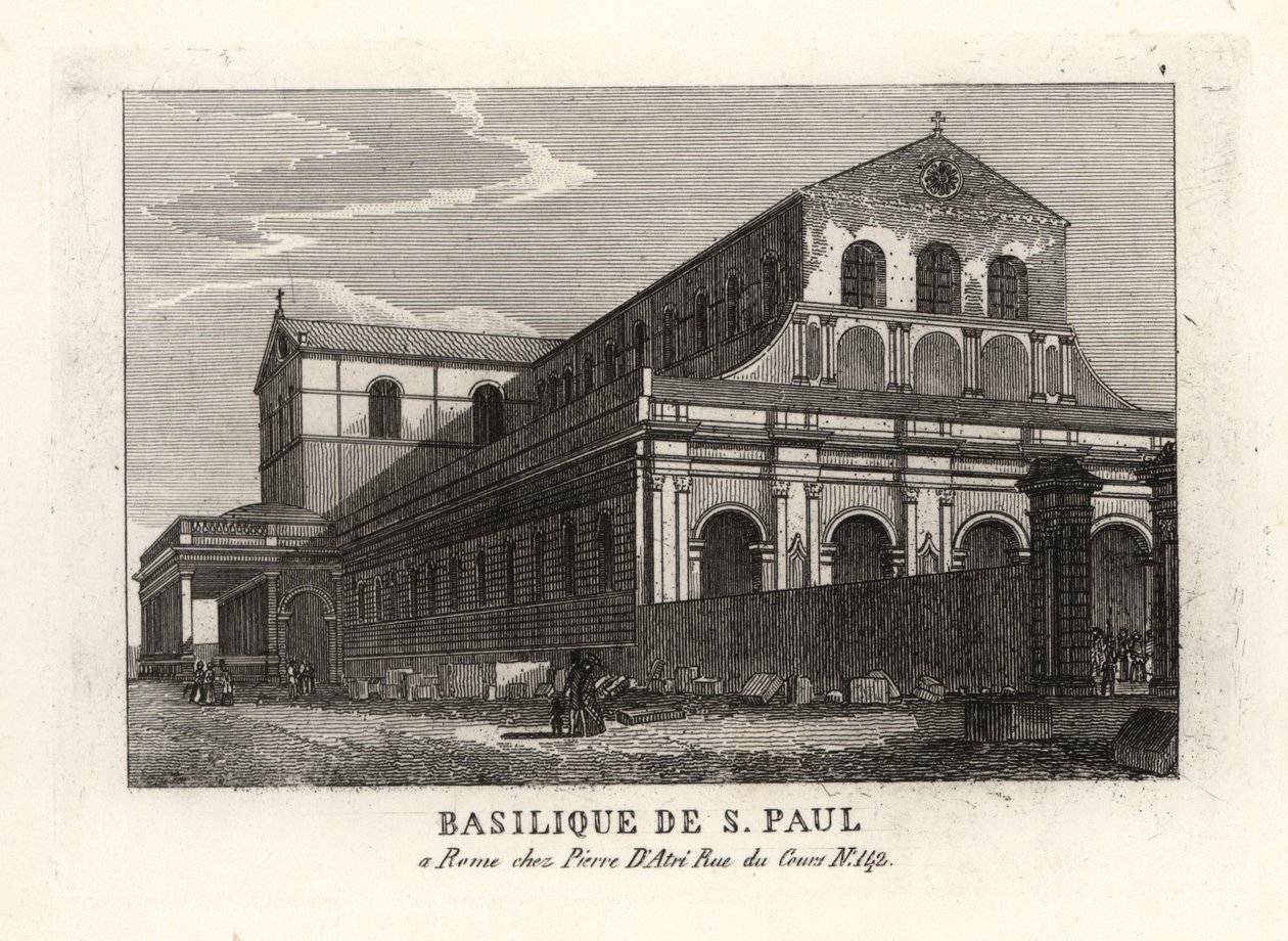 Utsikt över basilikan St. Paul utanför murarna, Rom av Unbekannt