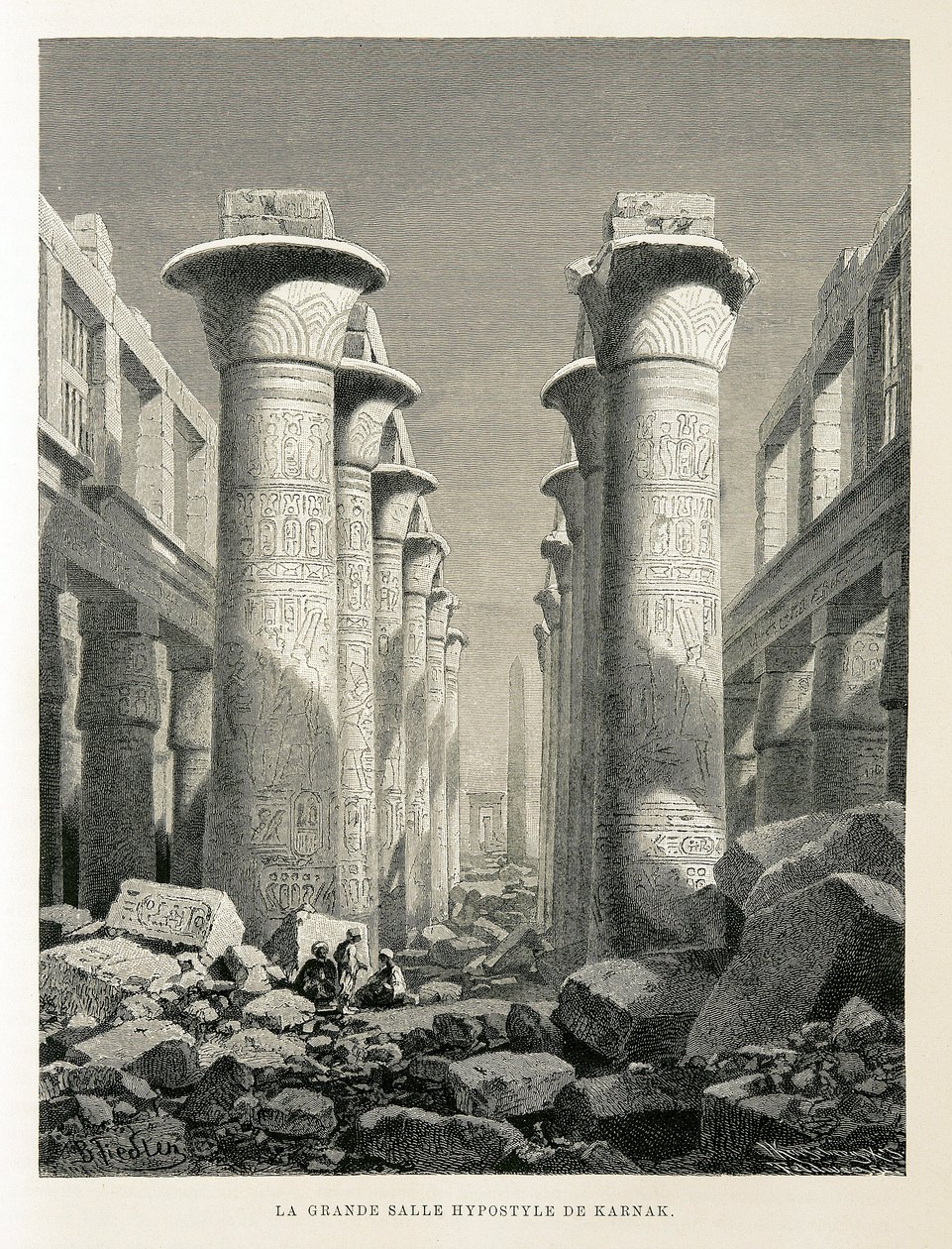 Vy över den stora Hypostyle Hall i Karnak, Egypten Illustration från Atlas of Egypt av Unbekannter Künstler