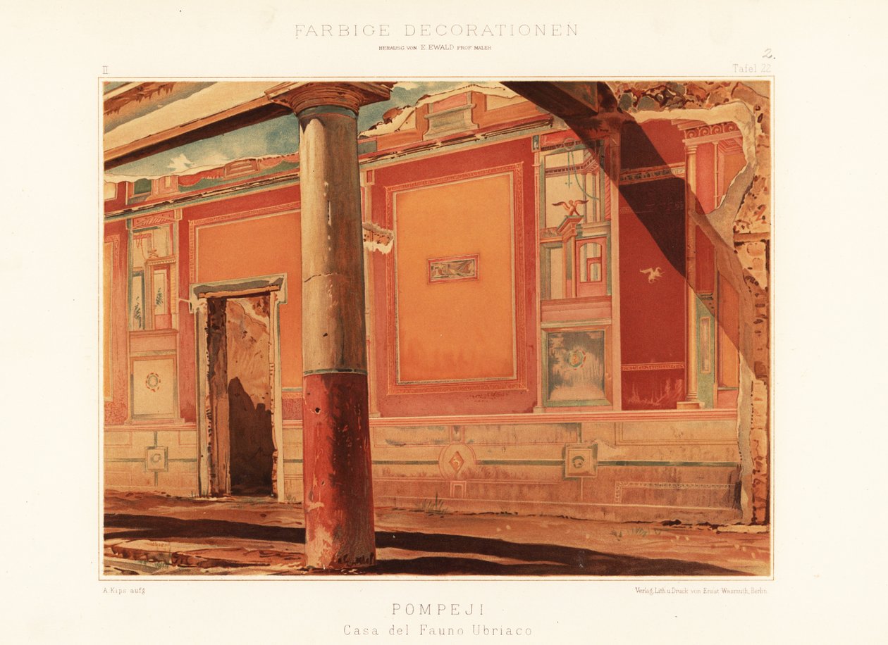 Utsikt över den berusade faunens hus, Pompeji. 1896 (kromolitografi) av Unbekannter Künstler