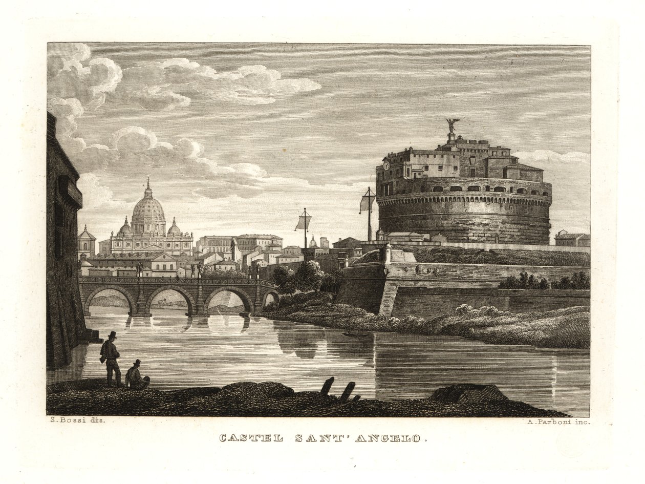 Utsikt över Hadrianus mausoleum eller den heliga ängelns slott, Castel Sant