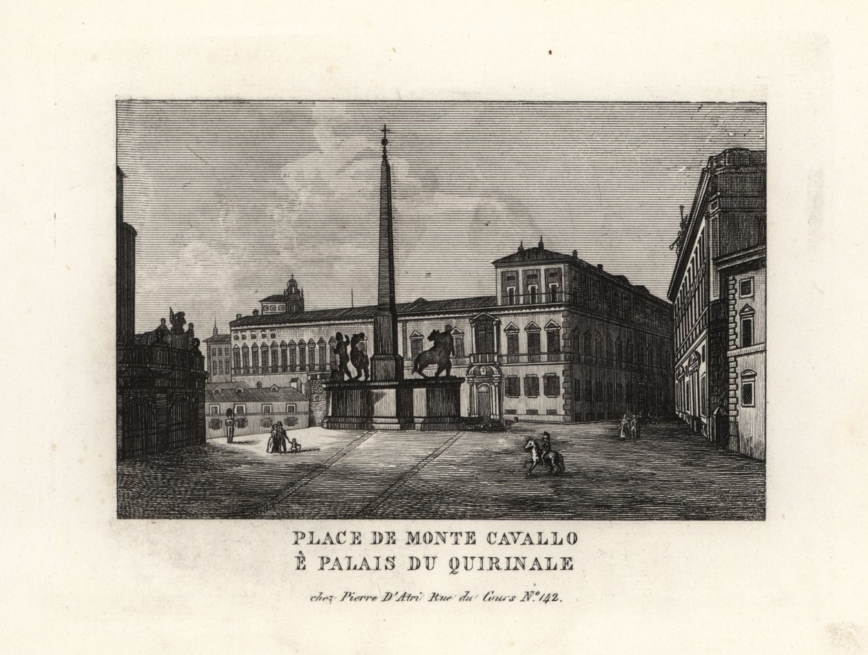 Utsikt över Quirinalpalatset och torget, Palazzo del Quirinale och Piazza del Quirinale, Rom av Unbekannt