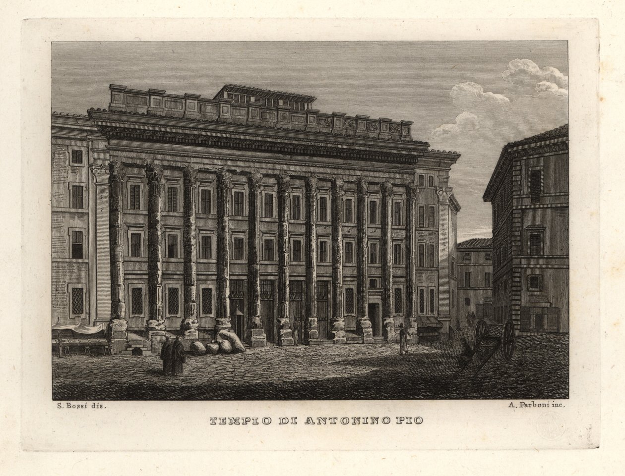 Utsikt över Antoninus och Faustinas tempel, Tempio di Antonino Pio, Rom av Unbekannt