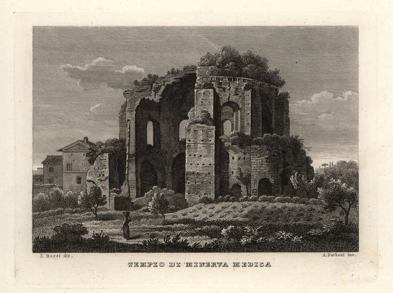 Utsikt över Temple of Minerva Medica, Tempio di Minerva Medica, eller nymfaeum, Rom av Unbekannt
