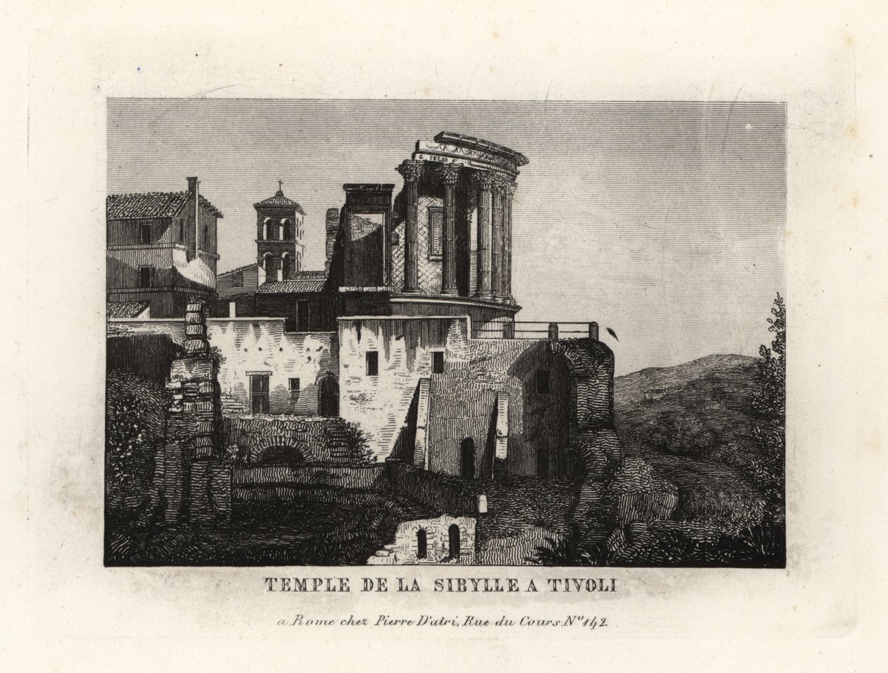 Utsikt över Sybiltemplet eller Vestatemplet i Tivoli av Unbekannt