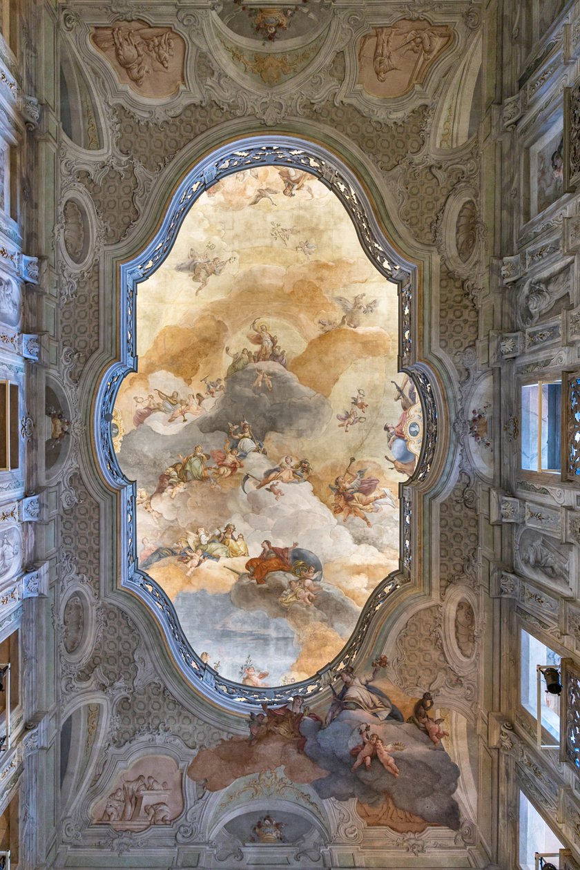 Utsikt över taket, entréhallen eller foajén, Teatro Grande, Brescia, Italien (foto) av Unbekannter Künstler