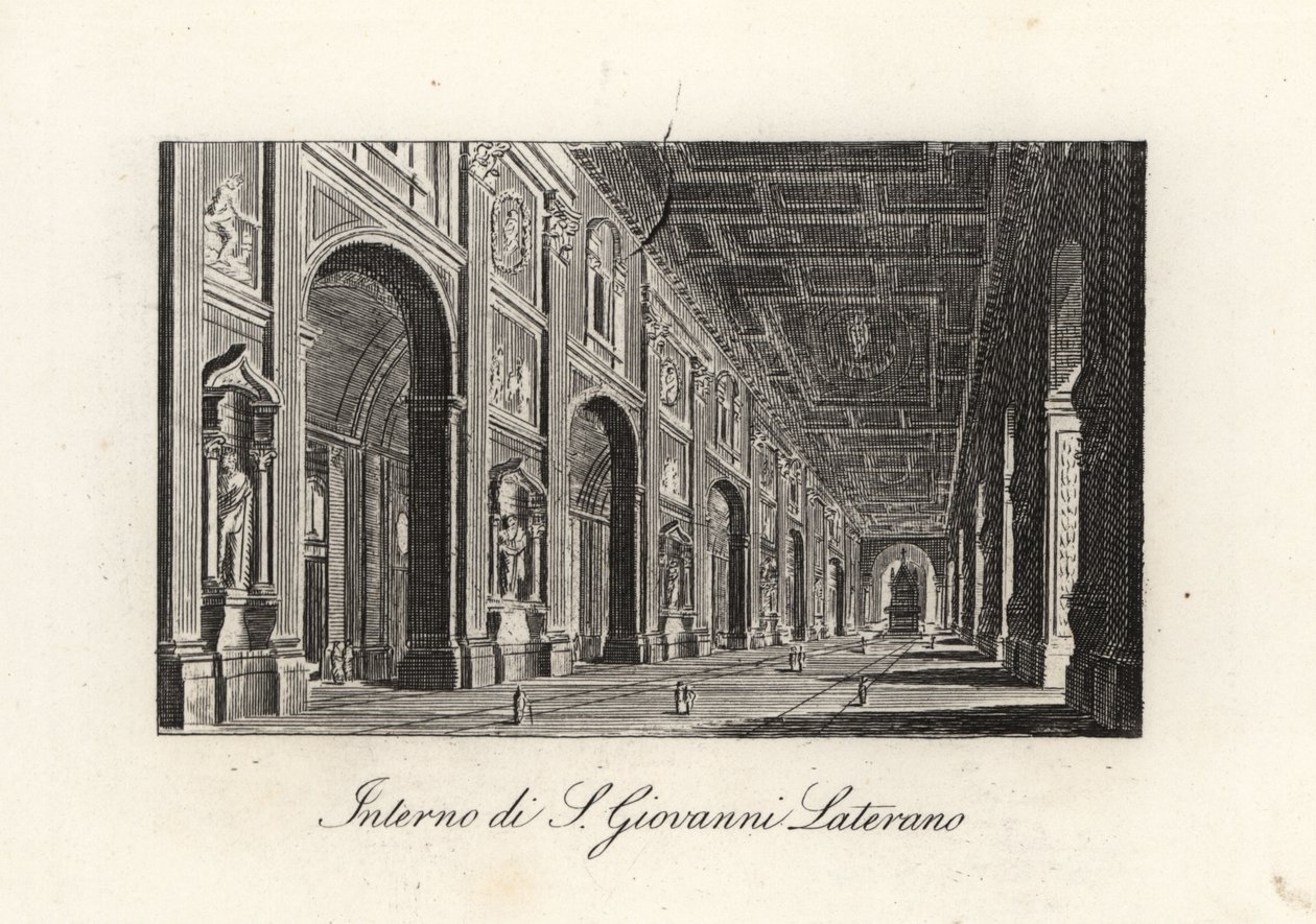 Utsikt över det inre av St. Johannes Döparens Archbasilica. John Lateran, S. Giovanni Lateran, Rom av Unbekannt