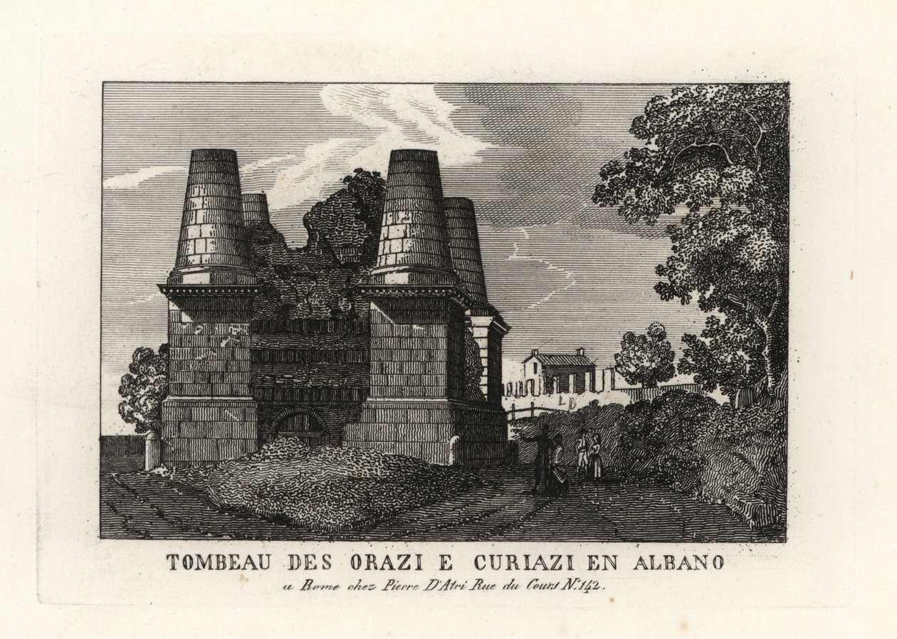Utsikt över ruinerna av mausoleet Horatii och Curiatii på Appian Way, Rom av Unbekannt