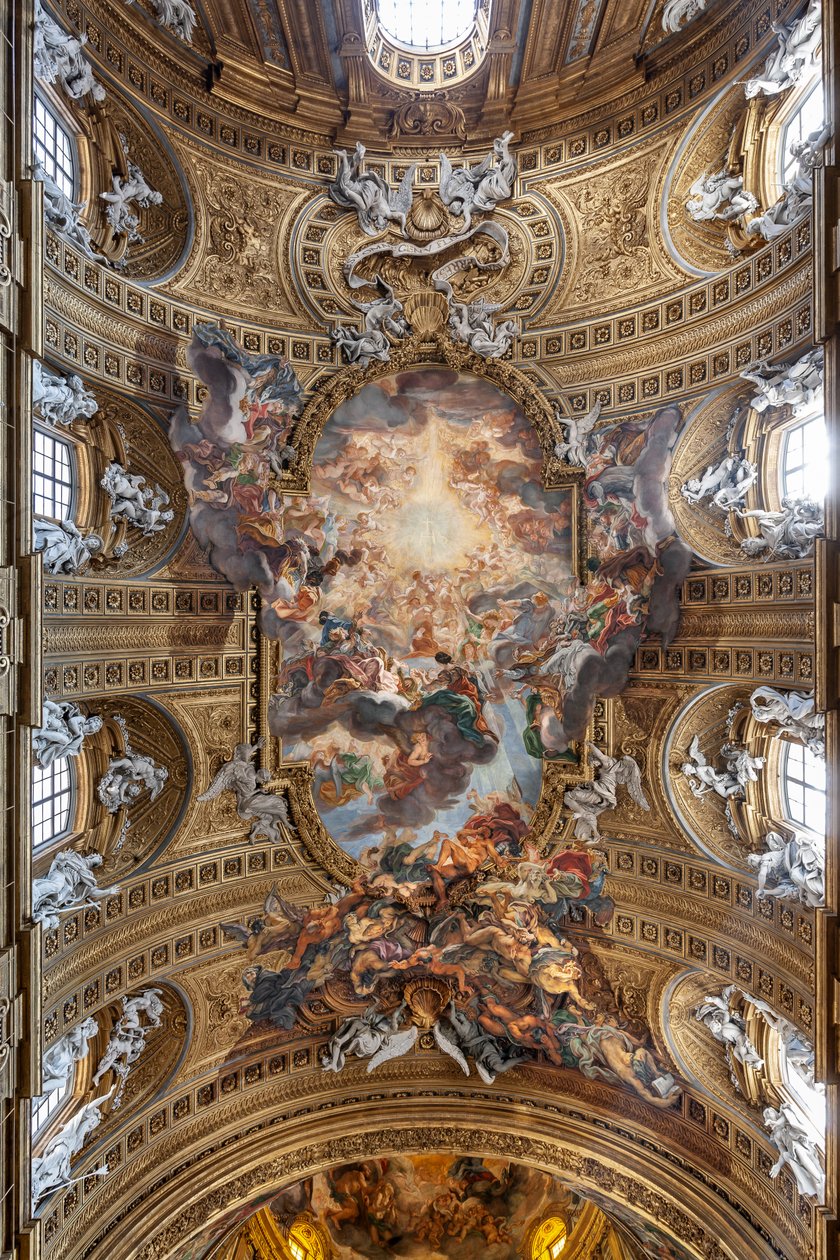 Utsikt över långhusets valv med "Triumfen i Jesu namn", Church of the Gesù, Rom, Italien (foto) av Unbekannter Künstler