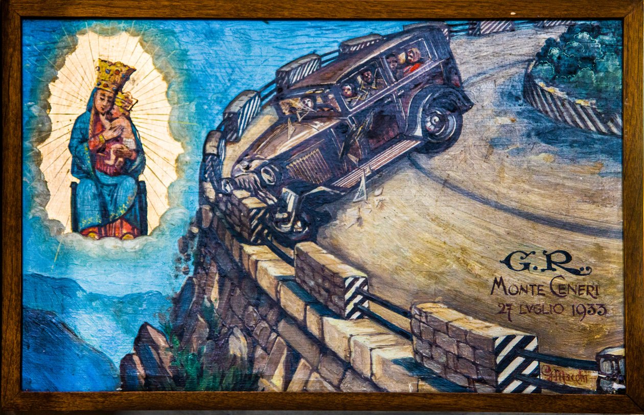 Votivbild i pilgrimsfärdskyrkan Madonna del Sassoon Locarno, Ticino, Schweiz, Locarno, Ticino, Schweiz, Europa (foto) av Unbekannter Künstler