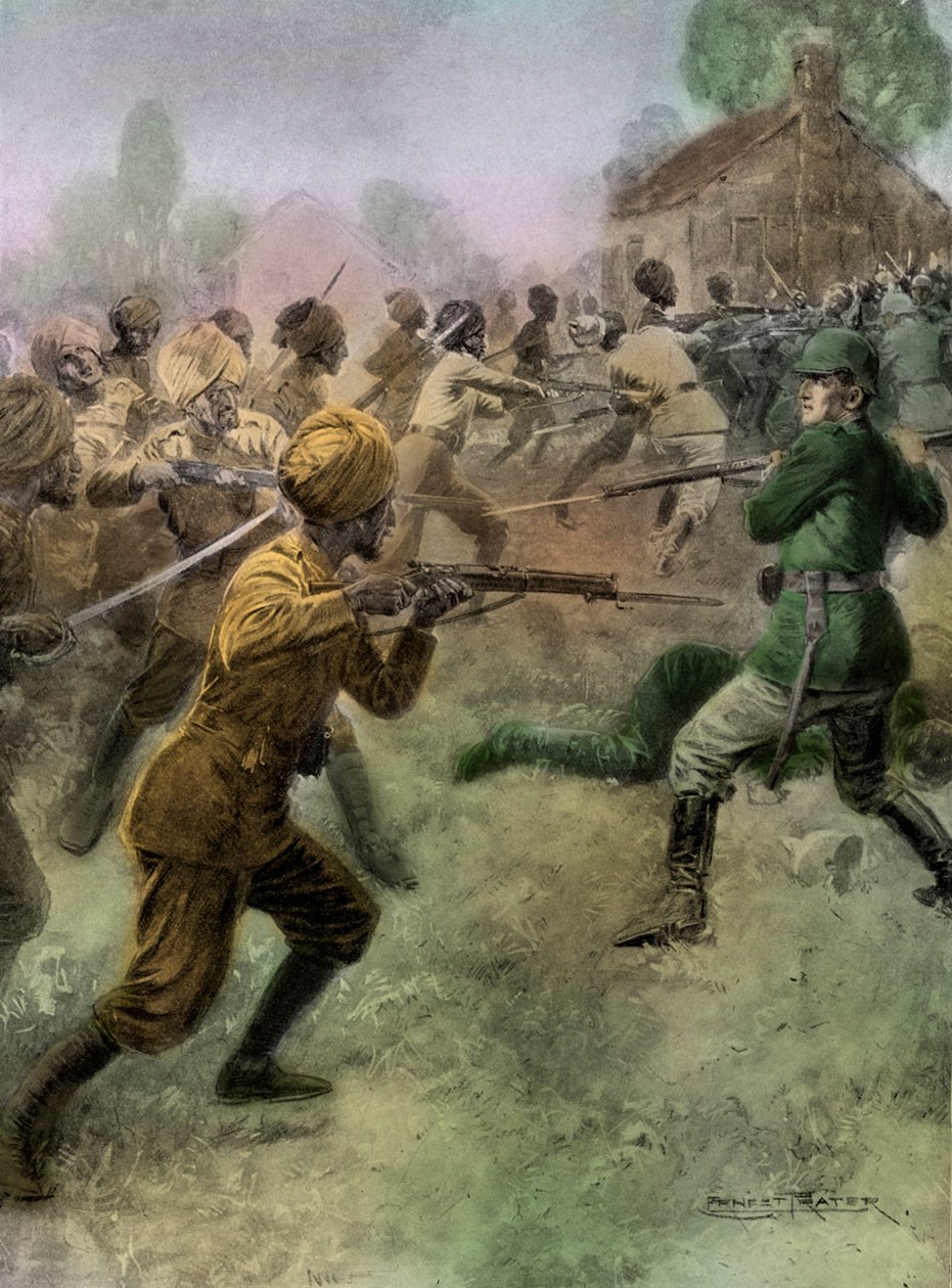 WWI - Brittiska indiska armén anfaller tyska soldater av Unbekannter Künstler