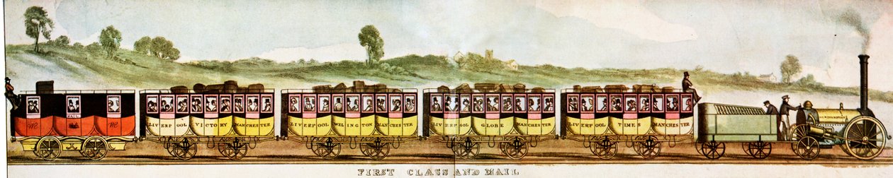 Vagnar för passagerare i första klass, Liverpool-Manchester Railway av Unbekannter Künstler