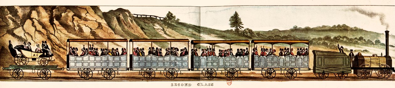 Vagnar för passagerare i andra klass, Liverpool-Manchester Railway av Unbekannter Künstler