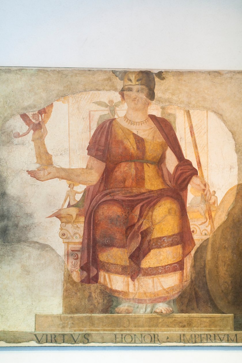 Väggfresk föreställande en sittande Venus, integrerad som Rom, så kallad Barberini-gudinnan, första kvartalet av det fjärde århundradet e.Kr. från Rom, Roms nationalmuseum (museo nazionale romano), Rom, Italien av Unbekannter Künstler
