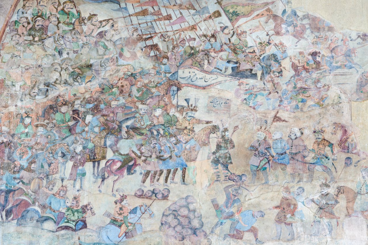 Väggmålningar på Qeysarieh-portalen, Naqsh-e Jahan Imam-torget, Esfahan, Iran (fresk) av Unbekannter Künstler