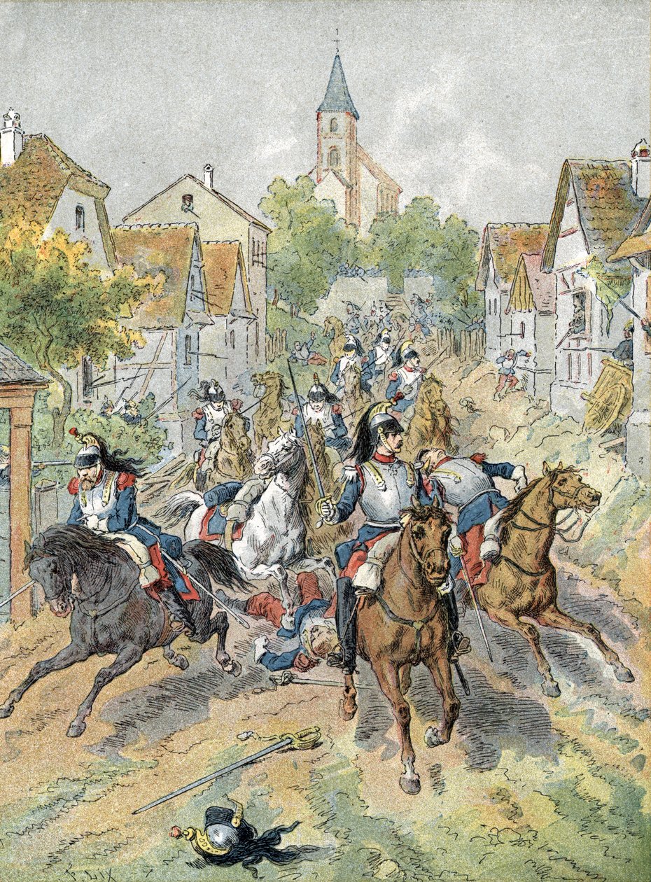 Kriget 1870: laddning av kurassier under slaget vid Froeschwiller-Woerth (1870) av Unbekannter Künstler